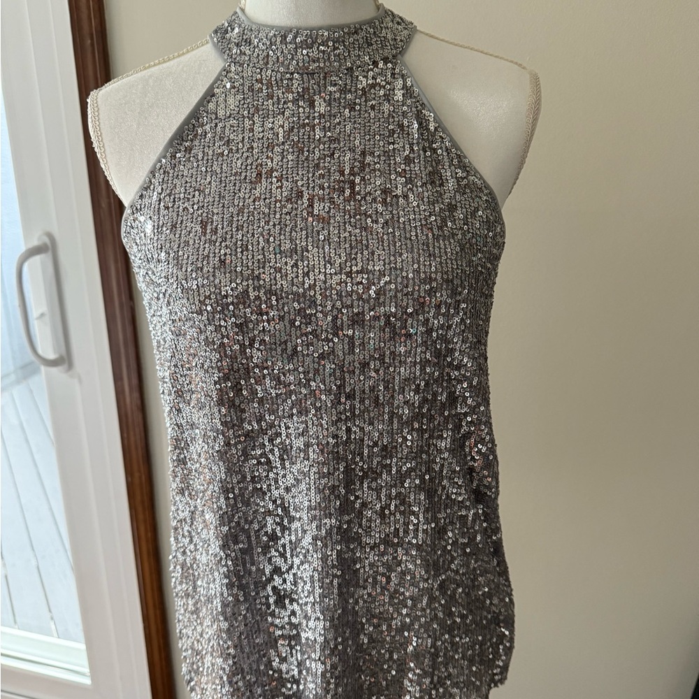 Cable & Gauge Silver Sequin Top